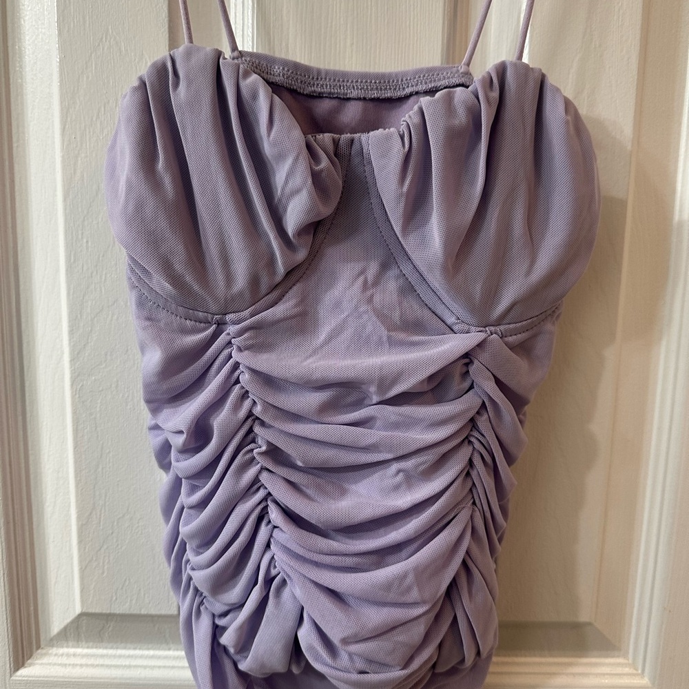 Ruched Lavender Spaghetti Strap Top